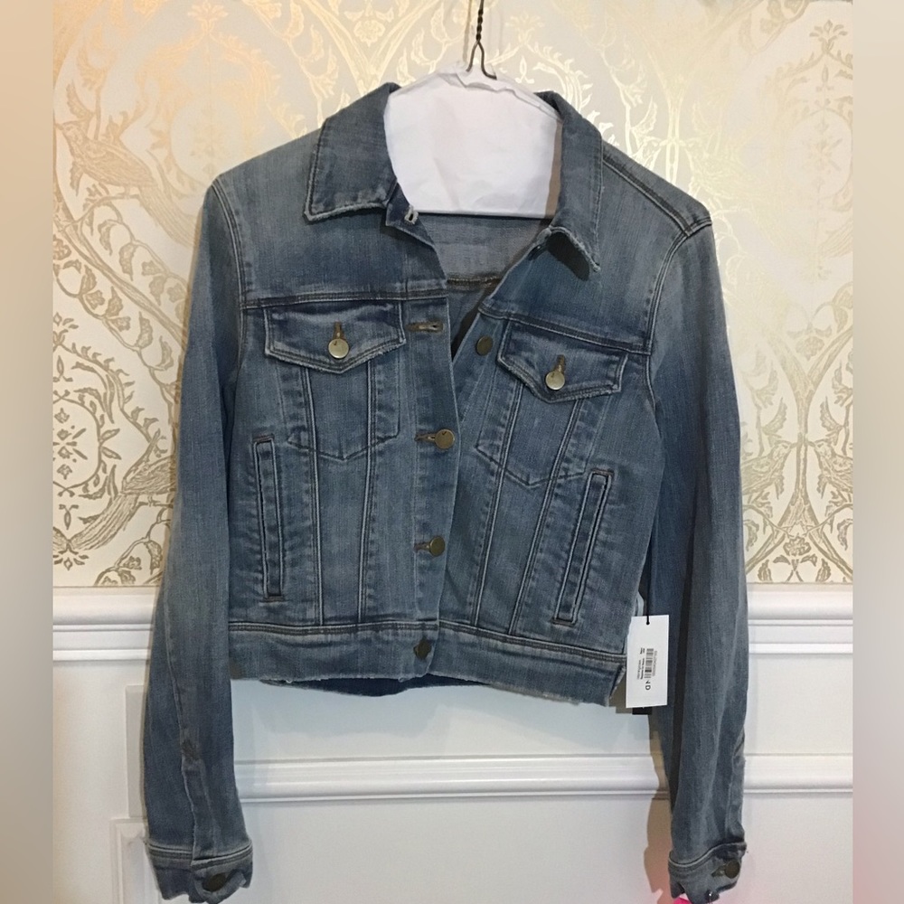 J Brand Harlow Surface Shrunken Cropped Blue Denim Jean Jacket Women XSmall $238 - Picture 1 of 7
